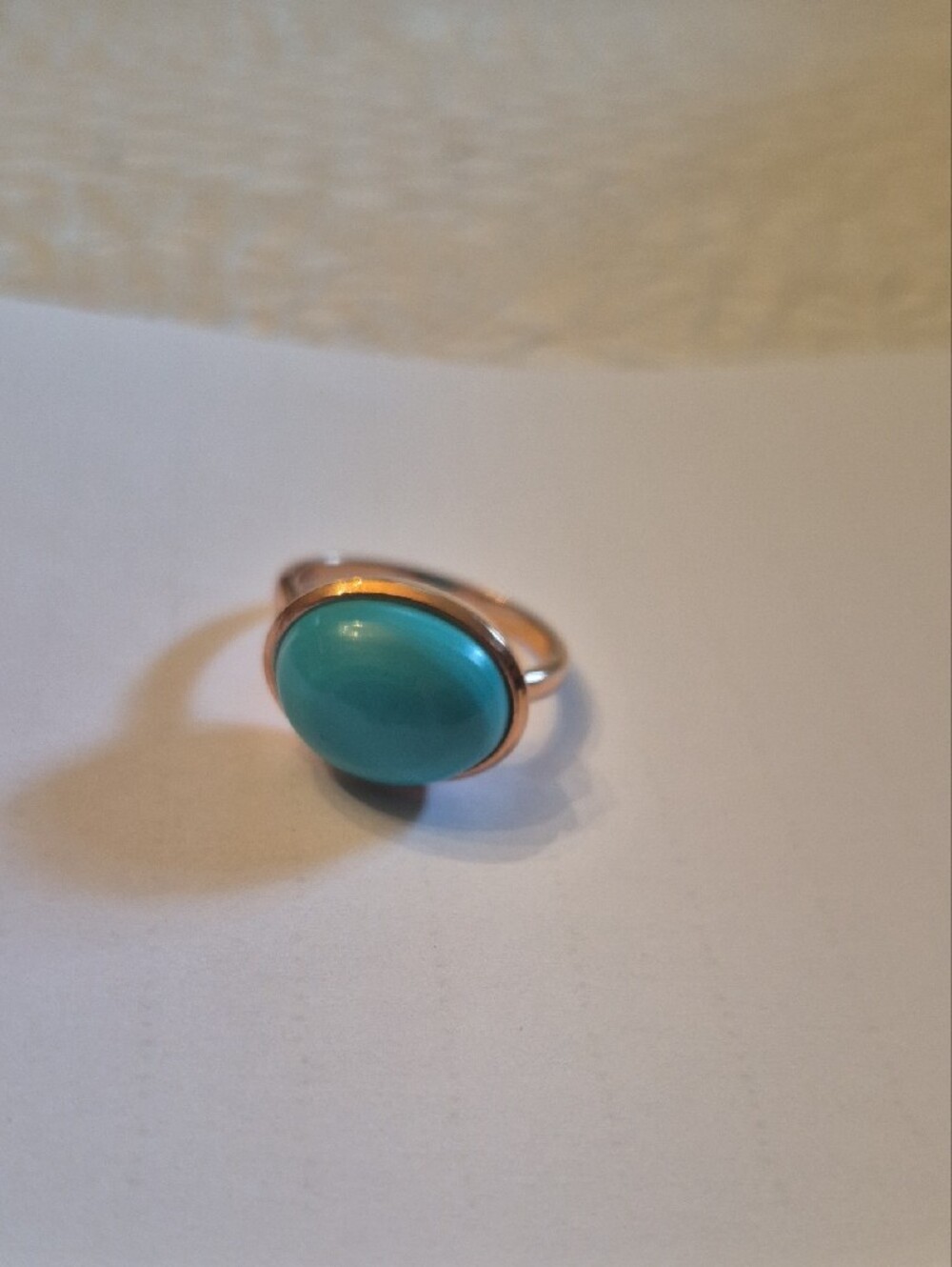 Turquoise Cabochon Ring in Rose Gold Setting. Size 8.5 - Picture 5 of 7